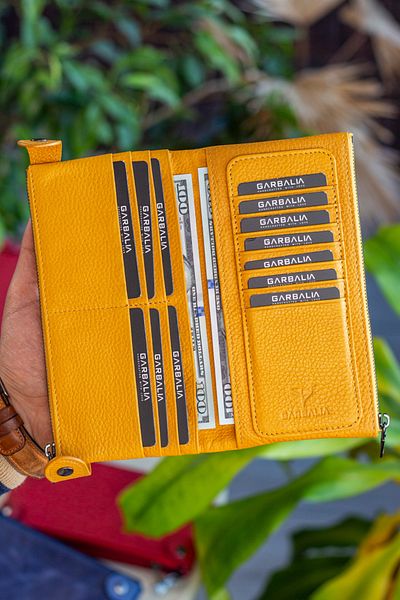 Garbalia Roosevelt Leather Unisex Portfolio - Με θήκη τηλεφώνου, λαβή χειρός, μουσταρδί κίτρινο