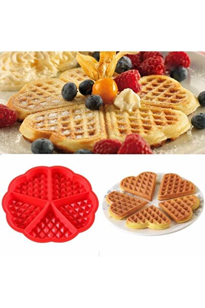 adarya Kalp Desen Waffle Silikon Kalıbı Kek Pasta
