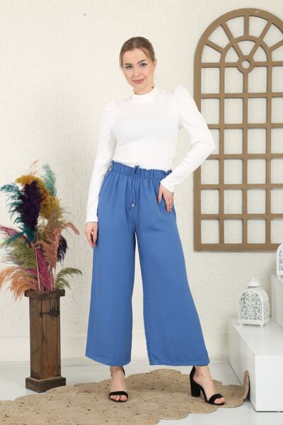 AlinModest بنطال أيروبين واسع الساق بخصر مطاطي