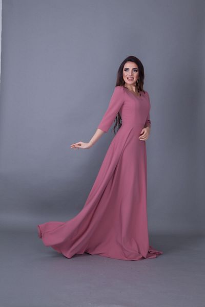 Bidoluelbise Women's Rose Course Maxi Length V-Neck Dress