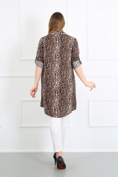 By Alba Collection Women's Leopard Cotton Viscose Large Size Tunic