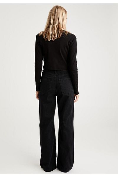 Trn JNS Pantaloni Palazzo Extra High A.c.a.i.p S.o.l.m.a.z negri largi (SUPER HIGH NON-FADE)