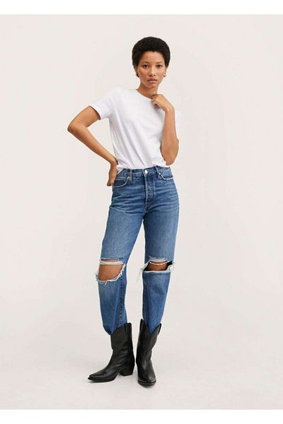 MANGO Woman Casual βαμβακερό μπλουζάκι