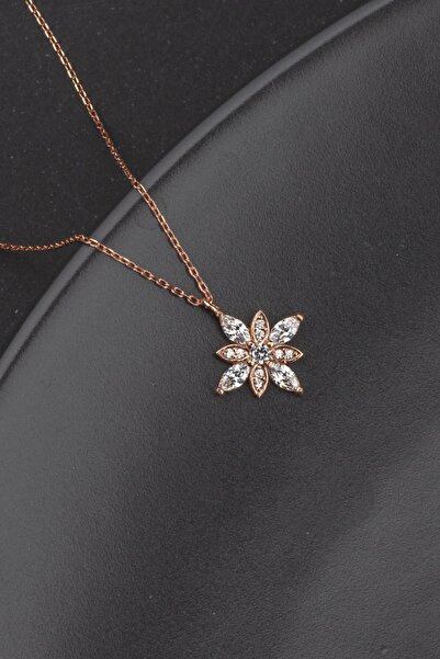 Miavi Silver 925 Ayar Gümüş Beyaz Taşlı Umut Çiçeği Kolye