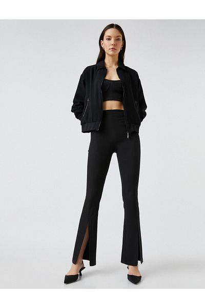 Koton Flared Leg Trousers with Slits on the Legs