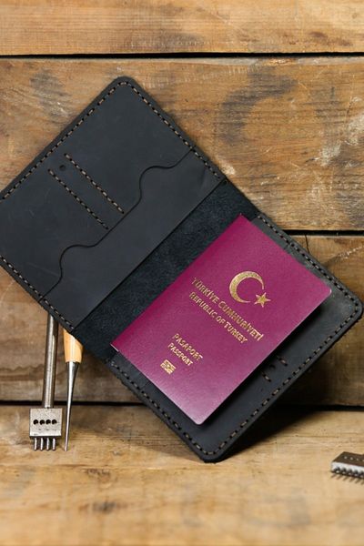 New Coast Leather 1900's Unisex Μαύρο Γνήσιο Δερμάτινο Χειροποίητο Πορτοφόλι Διαβατηρίου