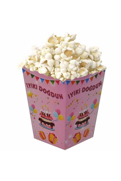 paper go Pink Cake Patterned Happy Birthday Corn Box of 8