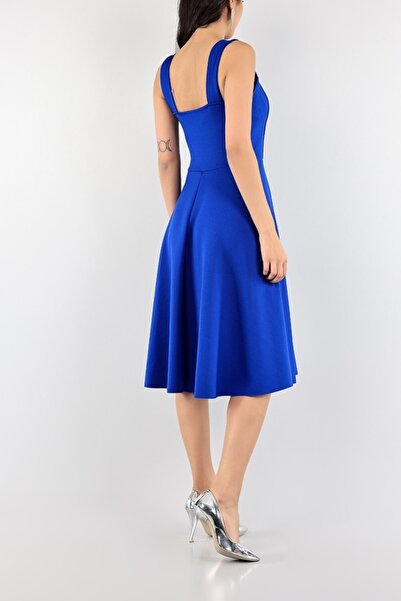 Secret Passion Lingerie Mavi Scuba Kumaş Kloş Etek Askılı Abiye Ve Mezuniyet Elbisesi 95106 Emr-581800 675