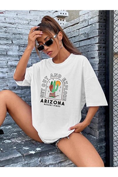 LOUİSA Oversize Unisex Λευκό Tshirt Arizona