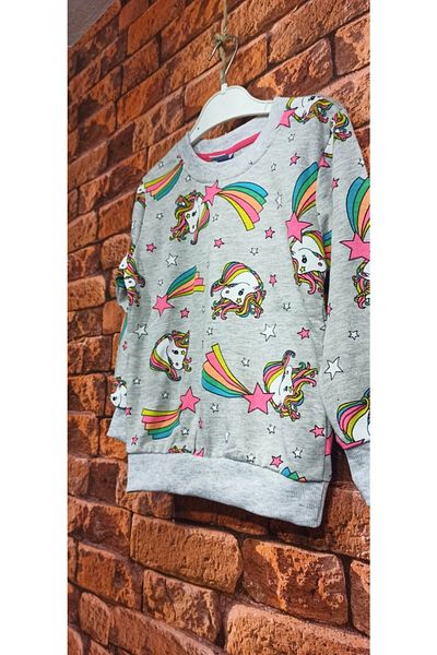 endudu Seasonal Unicorn Printed 2 Piece Set Girl's Tracksuit Set