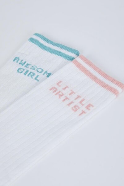 DeFacto Комплект от 2 дълги памучни чорапи за момичета