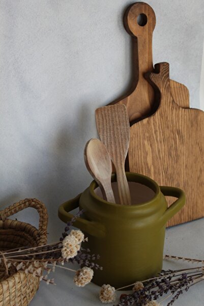 Mogolune Home Vazo Dekoratif Seramik Vazo El Yapımı Kulplu Yeşil Vintage Sera...