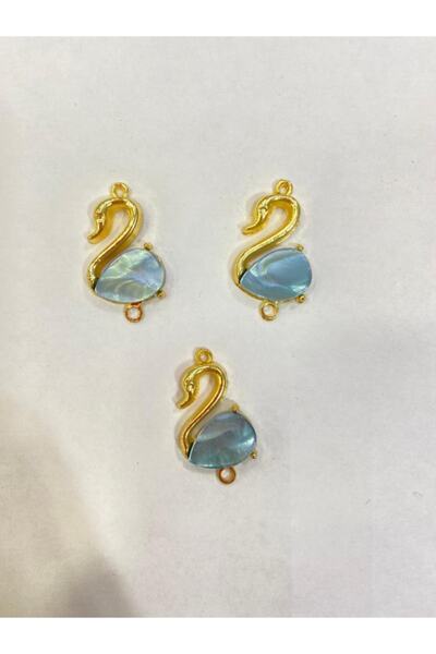 LİVZA BİJUTERİ A Mavi Renk Sedefli Pleksi Kuğu Model Bileklik Kolye Küpe Ucu ...