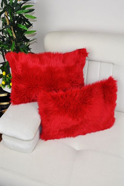 Paris Life Plush Throw Pillow Cover Rectangular - Red