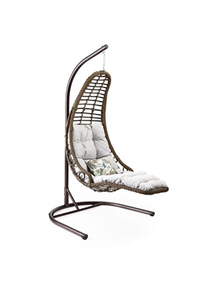 Capri Swing Bodrum Tek Kişilik,sentetik Poli Üretan Rattan Bahçe, Balkon Ve Ev Salıncağı Kahve