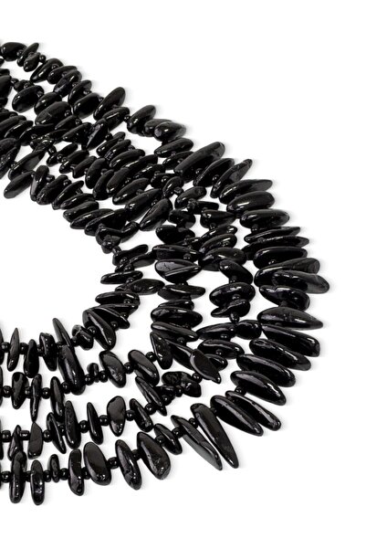 Dünya Doğal Taş Комплект зъби с черен турмалинов камък