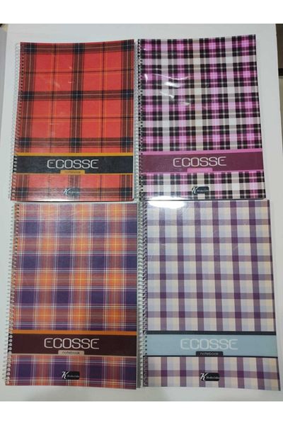 Gıpta Keskin Color 4-Piece Plaid Spiral Notebook PP Cover 100 Sheets Checkered