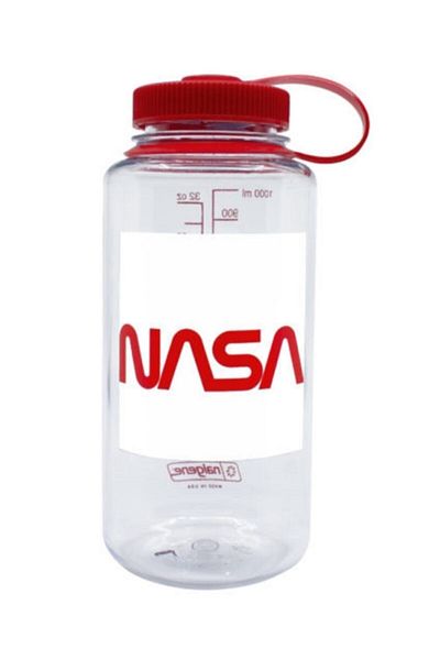 NALGENE زجاجة مياه تريتان بوزن 32 أونصة Wm Clr / Rd Cap Nasa بإصدار محدود