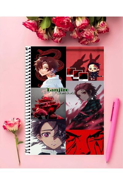 animeandyourworld Tanjiro Kamado Anime Notebook - 1 Piece, A4 Size 21*29 Cm, Special Design, Unlined Large Size