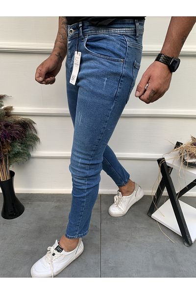 ENERJİN Ανδρικό τζιν Skinny Fit Lycra Straight Toe Blue