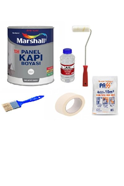 Marshall Sivar Ticaret Solvent Bazlı Amerikan Panel Kapı Boyası 0,75 Lt 6 Parça Boyama Seti Beyaz