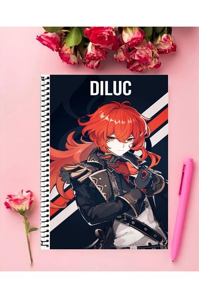 animeandyourworld Diluc Anime Notebook 1Pcs Special Design A4 Size 21*29 cm Ring Unlined Large Size Notebook