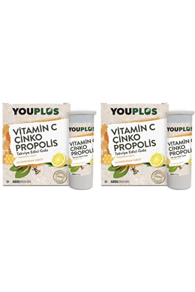 Youplus 2 Adet Vitamin C Çinko Propolis 20 Efervesan Tablet