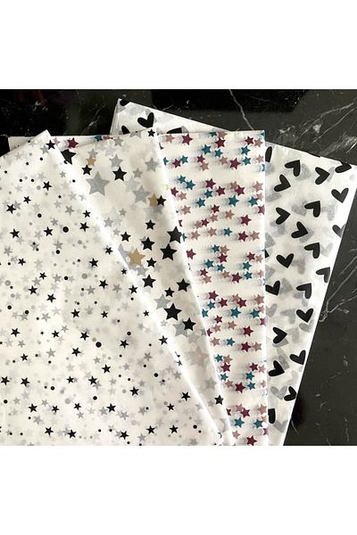 Hayal.kirtasiyesi 50X70 cm 10 Pcs Colorful Star Printed Plush Paper Gift Package for Valentine's Day