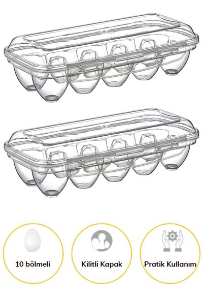 Buffer ® 2 Pieces 10 Compartments Egg Cup Storage Box with Lockable Lid Yu110