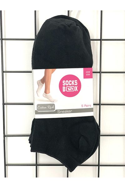 socksbox 5 чифта дамски памучни черни къси чорапи