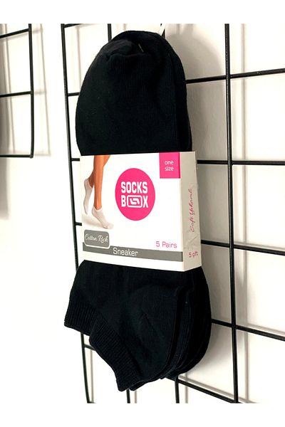 socksbox 5 чифта дамски памучни черни къси чорапи