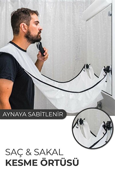 Biomak Sakal Saç Traş Önlük Lavabo Tıkama Önleyici Banyo Ayna Vantuz Yapışan