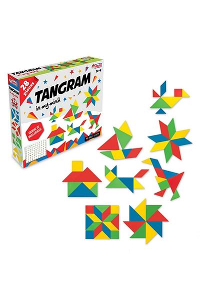 DEDE 28 Pieces,Boxed,Tangram Intelligence Game,Wooden Tangram,Tangram Intelligence Developer Game