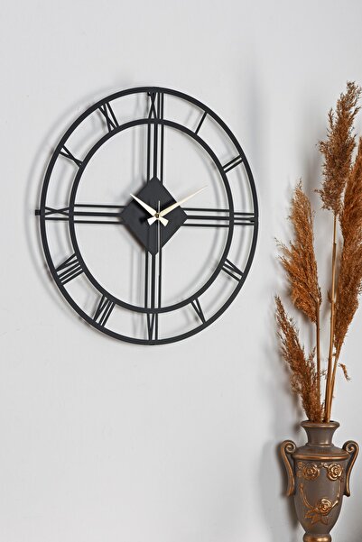 Muyika Design Duvar Saati 50cm Sessiz Mekanizma Siyah Metal Kasa Modern Tasar...