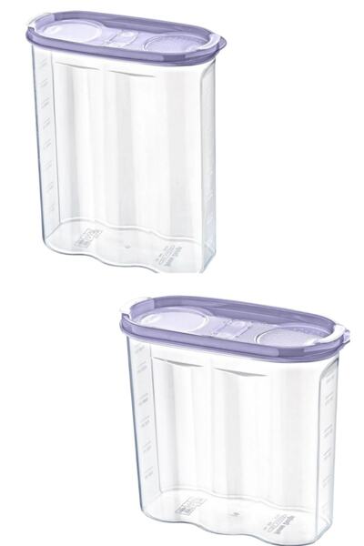 Buffer ® 2.4 Lt+1.7 Lt Food Dry Food Storage Box Container with 2 Lid Scale