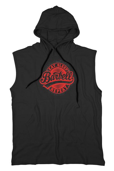 BLUU Barbell Unisex Hooded Sleeveless T-shirt Fitness Athlete