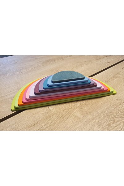 kırtkırt ahşap باستيل والدورف قوس قزح - طاولة من 11 قطعة