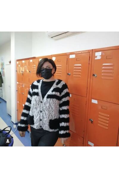 göçer Μάλλινο νήμα πλεξίματος Ακρυλικό Λευκό Μαύρο Πλεκτό 100 γρ