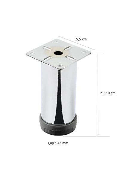 Beşel 10 Cm Metal Mobilya Ayağı Ayarlı 42 Mm Krom Ayak