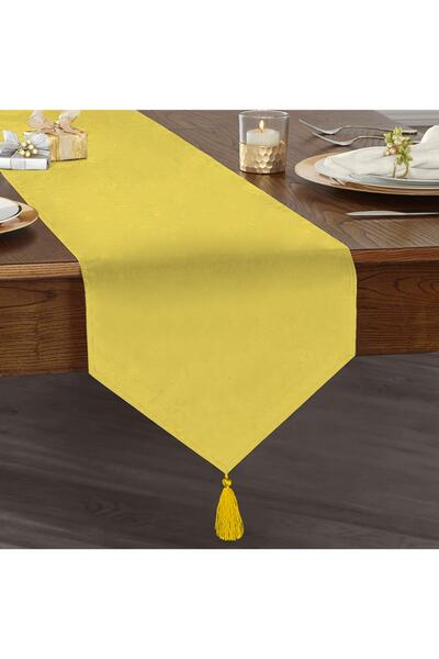 Sister Home Design Sarı Renkli Üçgen Püsküllü Ranır - Runner