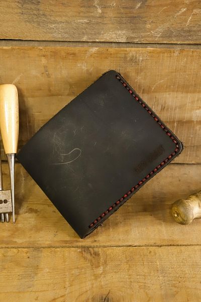 New Coast Leather 1900's Ανδρικό ματ μαύρο γνήσιο δέρμα χειροποίητο δερμάτινο πορτοφόλι