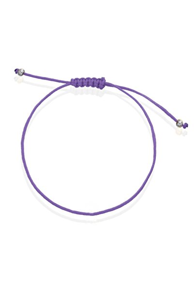 alberaccessories 925 Ayar Gümüş Boncuklu Şans Mor İp Bileklik