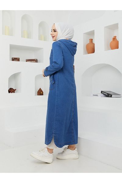 Pamuk Butik Șapcă de blugi pentru hijab cu glugă din denim albastru