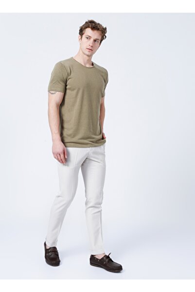 ALTINYILDIZ CLASSICS بنطال رجالي بيج بقصة ضيقة وجيب جانبي وخصر مطاطي