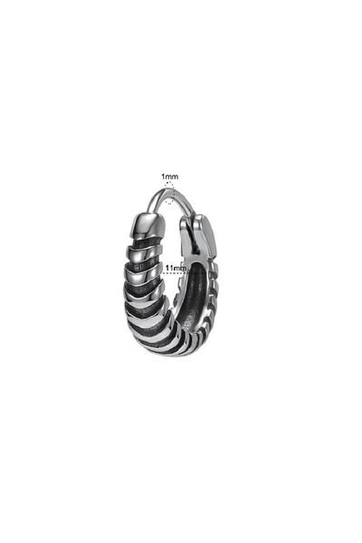 northstarshop Vintage Tribal Antique Striped Design Hoop Snap 316l Men's Steel Earrings (single)