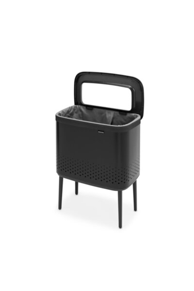 Tantitoni Bo Matt Black Plastik Kapaklı Çamaşır Sepeti 60l