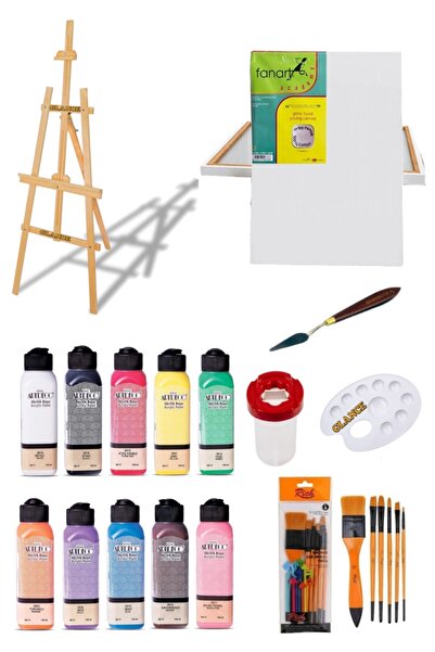 GLANCE Artdeco 140 Ml Akrilik Boya - 50x70 Tuval - Şövale Seti -