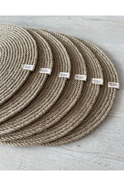 Rope Decor 35 سم 6 أشخاص خدمة أمريكية / حصيرة طبق / مجموعة شاحن / شاحن خوص / ...