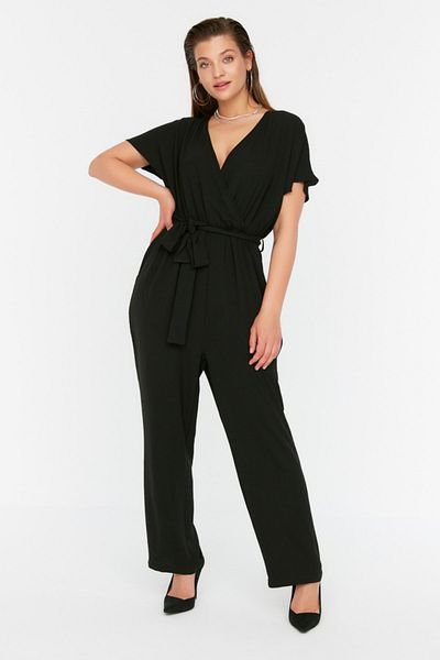 Trendyol Curve Plus Size Jumpsuit - Black - Regular fit