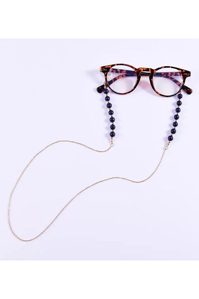 platin hediyelik Women's Lapis Stone Natural Stone Sunglasses Chain Beaded Glasses Rope Strap